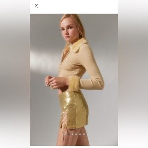 UO Blossom Sequin Lace-Up Mini Skirt